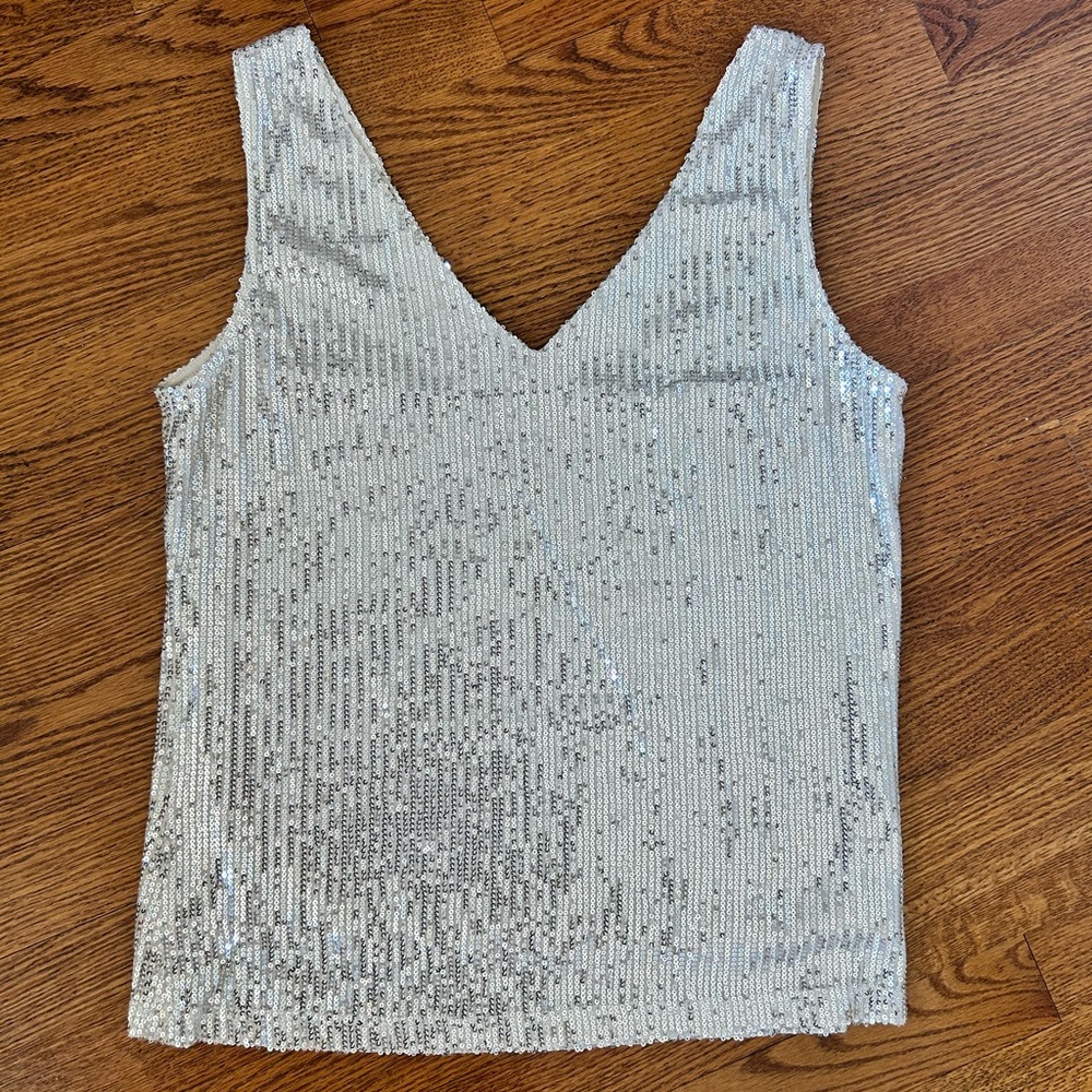 Silver Gold Sequin Sleeveless Tank Top